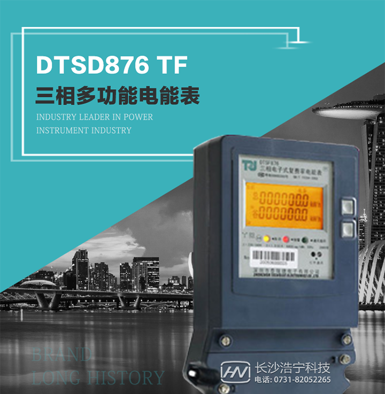 產(chǎn)品型號(hào)：DTSD876 TF型三相多功能電能表
精度等級(jí)：有功0.5級(jí) 1.0級(jí)；無(wú)功2.0級(jí) 
額定電壓： 3×100V 3×380V 3×57.7/100V 3×220/380V 
額定電流： 1(2)A～30(100)A 
頻 率： -40℃～+70℃ 
工作溫度：≤0.5S 
顯示方式： ≥1000mAh 
整機(jī)功耗： ≥10年 
重量： 約1.5kg 
外形尺寸： 267.9mm×170.7mm×78.5mm