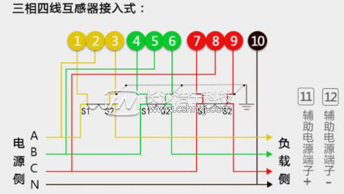 威勝DTZ341三相四線電表接線圖